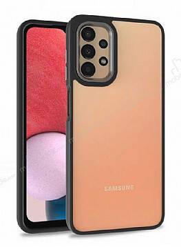 Eiroo Luxe Samsung Galaxy A13 Siyah Silikon Kenarlı Rubber Kılıf - 1