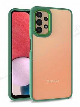 Eiroo Luxe Samsung Galaxy A13 Yeşil Silikon Kenarlı Rubber Kılıf - 1