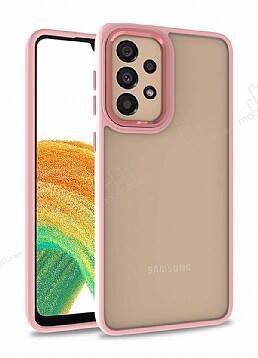 Eiroo Luxe Samsung Galaxy A33 5G Pembe Silikon Kenarlı Rubber Kılıf - 1