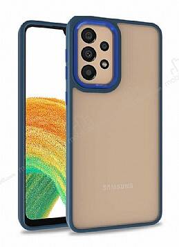 Eiroo Luxe Samsung Galaxy A72 5G Lacivert Silikon Kenarlı Rubber Kılıf - 1