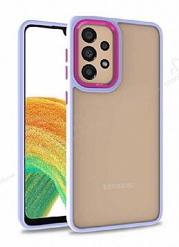 Eiroo Luxe Samsung Galaxy A73 Lila Silikon Kenarlı Rubber Kılıf - 1