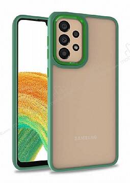 Eiroo Luxe Samsung Galaxy A73 Yeşil Silikon Kenarlı Rubber Kılıf - 1