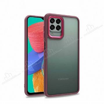 Eiroo Luxe Samsung Galaxy M33 Silikon Kenarlı Kırmızı Rubber Kılıf - 1