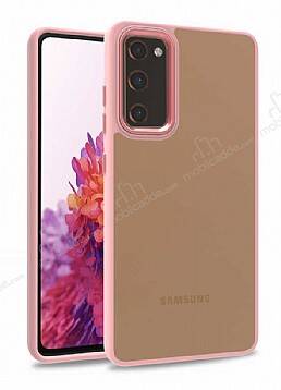 Eiroo Luxe Samsung Galaxy S20 FE Pembe Silikon Kenarlı Rubber Kılıf - 1