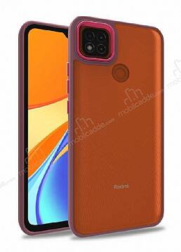 Eiroo Luxe Xiaomi Redmi 9C Kırmızı Silikon Kenarlı Rubber Kılıf - 1