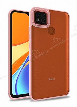 Eiroo Luxe Xiaomi Redmi 9C Pembe Silikon Kenarlı Rubber Kılıf - 1