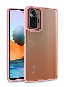 Eiroo Luxe Xiaomi Redmi Note 10 Pro Pembe Silikon Kenarlı Rubber Kılıf - 1