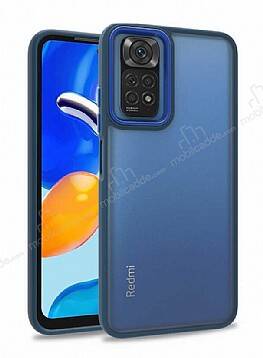 Eiroo Luxe Xiaomi Redmi Note 11 Lacivert Silikon Kenarlı Rubber Kılıf - 1