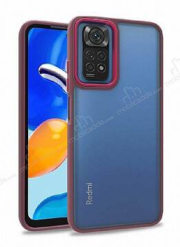 Eiroo Luxe Xiaomi Redmi Note 11 Pro Kırmızı Silikon Kenarlı Rubber Kılıf - 1