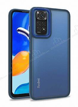 Eiroo Luxe Xiaomi Redmi Note 11 Pro Lacivert Silikon Kenarlı Rubber Kılıf - 1