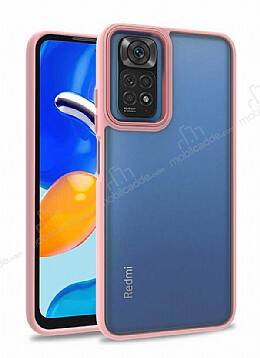 Eiroo Luxe Xiaomi Redmi Note 11 Pro Pembe Silikon Kenarlı Rubber Kılıf - 1