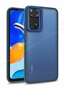 Eiroo Luxe Xiaomi Redmi Note 11S Lacivert Silikon Kenarlı Rubber Kılıf - 1