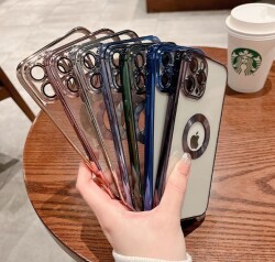 Eiroo Luxury Clear iPhone 13 Kamera Korumalı Siyah Silikon Kılıf - 4