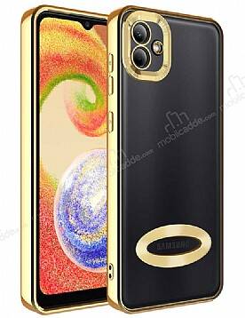 Eiroo Luxury Clear Samsung Galaxy A03 Kamera Korumalı Gold Silikon Kılıf - 1