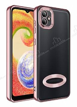 Eiroo Luxury Clear Samsung Galaxy A04 Kamera Korumalı Rose Gold Silikon Kılıf - 1