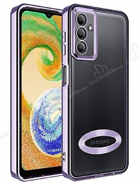 Eiroo Luxury Clear Samsung Galaxy A04S Kamera Korumalı Lila Silikon Kılıf - 1