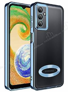 Eiroo Luxury Clear Samsung Galaxy A04S Kamera Korumalı Mavi Silikon Kılıf - 1