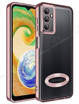 Eiroo Luxury Clear Samsung Galaxy A04S Kamera Korumalı Rose Gold Silikon Kılıf - 1