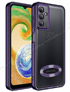 Eiroo Luxury Clear Samsung Galaxy A04S Kamera Korumalı Silikon Mor Kılıf - 1