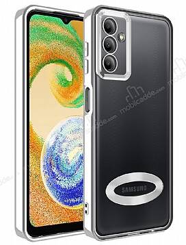 Eiroo Luxury Clear Samsung Galaxy A04S Kamera Korumalı Silver Silikon Kılıf - 1