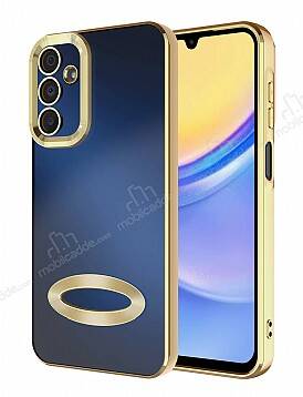 Eiroo Luxury Clear Samsung Galaxy A15 Kamera Korumalı Gold Silikon Kılıf - 1