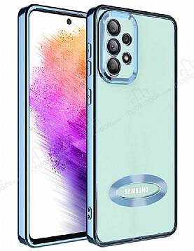 Eiroo Luxury Clear Samsung Galaxy A33 5G Kamera Korumalı Mavi Silikon Kılıf - 1