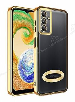 Eiroo Luxury Clear Samsung Galaxy A34 Kamera Korumalı Gold Silikon Kılıf - 1