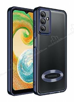 Eiroo Luxury Clear Samsung Galaxy A34 Kamera Korumalı Lacivert Silikon Kılıf - 1