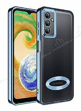 Eiroo Luxury Clear Samsung Galaxy A34 Kamera Korumalı Mavi Silikon Kılıf - 1