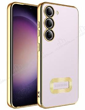 Eiroo Luxury Clear Samsung Galaxy S23 Kamera Korumalı Gold Silikon Kılıf - 1