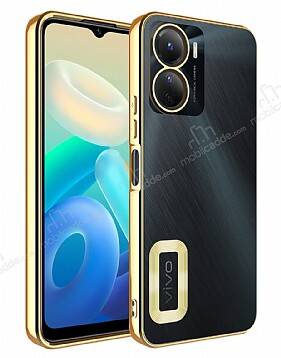 Eiroo Luxury Clear Vivo Y16 Kamera Korumalı Gold Silikon Kılıf - 1