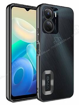 Eiroo Luxury Clear Vivo Y16 Kamera Korumalı Siyah Silikon Kılıf - 1