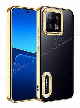 Eiroo Luxury Clear Xiaomi 13 Kamera Korumalı Gold Silikon Kılıf - 1