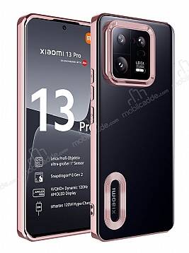 Eiroo Luxury Clear Xiaomi 13 Pro Kamera Korumalı Rose Gold Silikon Kılıf - 1