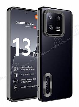 Eiroo Luxury Clear Xiaomi 13 Pro Kamera Korumalı Siyah Silikon Kılıf - 1