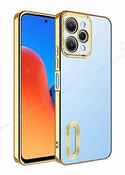 Eiroo Luxury Clear Xiaomi Redmi 12 Kamera Korumalı Gold Silikon Kılıf - 1