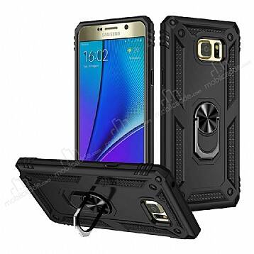 Eiroo Magnet Ring Samsung Galaxy Note 5 Ultra Koruma Siyah Kılıf - 1