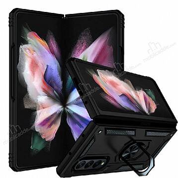 Eiroo Magnet Ring Samsung Galaxy Z Fold3 5G Ultra Koruma Siyah Kılıf - 1