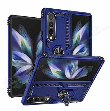 Eiroo Magnet Ring Samsung Galaxy Z Fold4 Ultra Koruma Lacivert Kılıf - 1