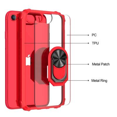 Eiroo Magnetics iPhone 7 / 8 Ultra Koruma Kırmızı Kılıf - 6