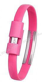 Eiroo Micro USB Bileklik Pembe Kablo Data Kablosu 21cm - 1