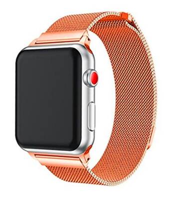 Eiroo Milanese Loop Apple Watch Turuncu Metal Kordon (44 mm) - 1