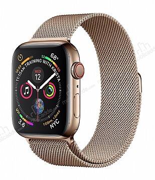 Eiroo Milanese Loop Samsung Galaxy Watch 3 41 mm Metal Gold Kordon - 1