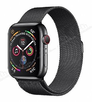 Eiroo Milanese Loop Samsung Galaxy Watch 3 41 mm Metal Siyah Kordon - 1