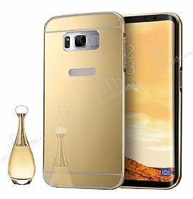 Eiroo Mirror Samsung Galaxy S8 Metal Kenarlı Aynalı Gold Rubber Kılıf - 1