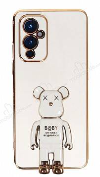 Eiroo OnePlus 9 Baby Bear Standlı Beyaz Silikon Kılıf - 1