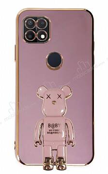 Eiroo Oppo A15 / A15s Baby Bear Standlı Mor Silikon Kılıf - 1