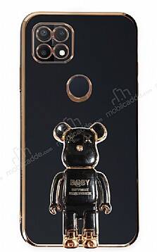 Eiroo Oppo A15 / A15s Baby Bear Standlı Siyah Silikon Kılıf - 1