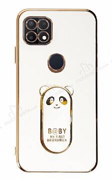 Eiroo Oppo A15 / A15s Baby Panda Standlı Beyaz Silikon Kılıf - 1