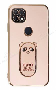 Eiroo Oppo A15 / A15s Baby Panda Standlı Pembe Silikon Kılıf - 1